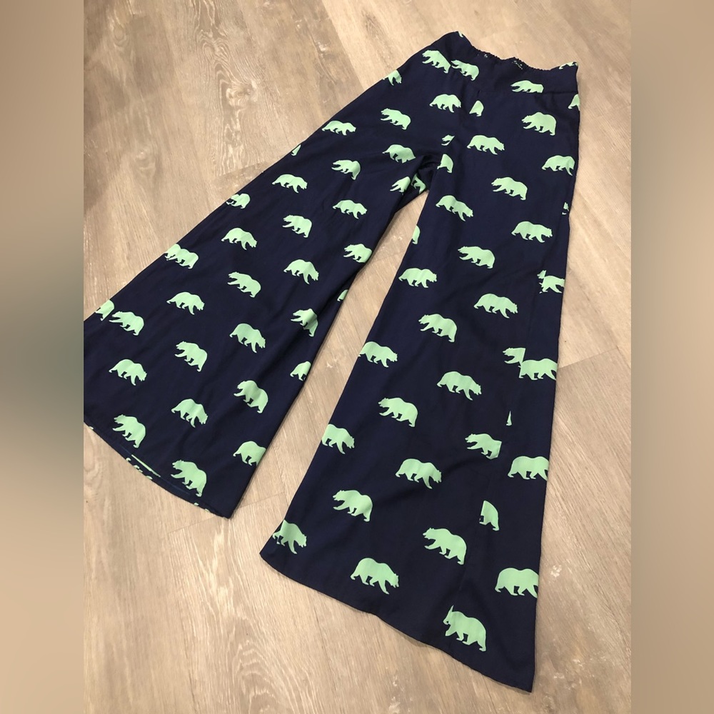 Bar III Blue with green bears wide leg silky pants
- size xs